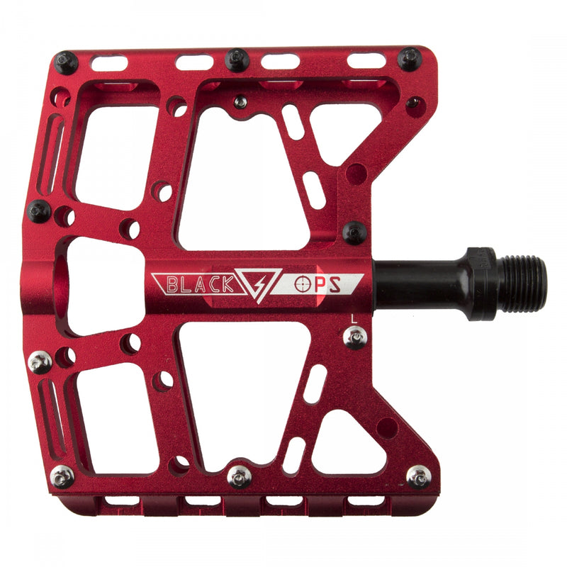 Load image into Gallery viewer, Black Ops TorqLite UL Platform Pedals 9/16" Aluminum Body Replaceable Pins Red