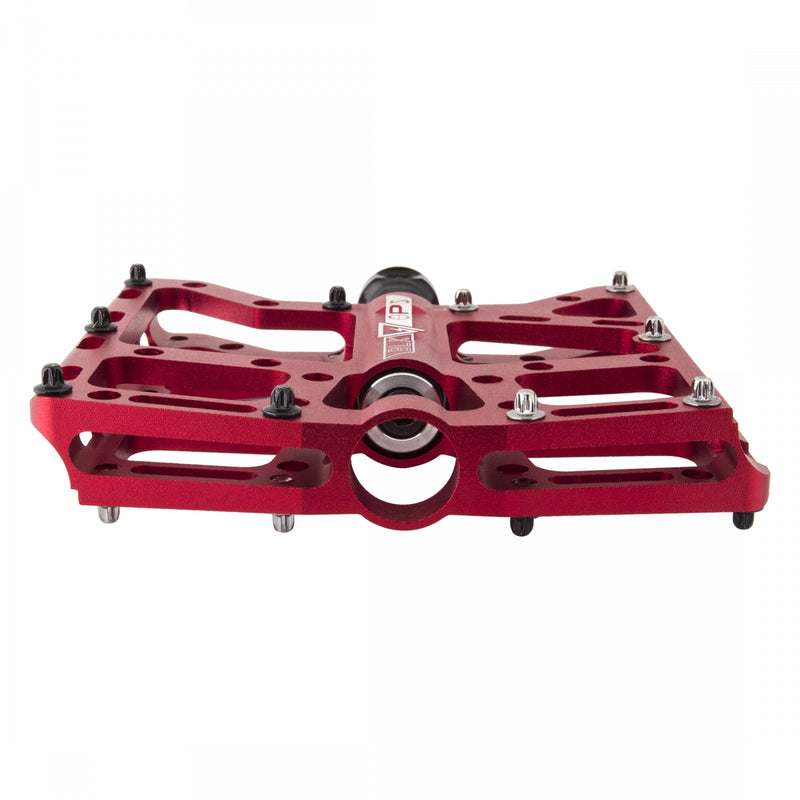 Load image into Gallery viewer, Black Ops TorqLite UL Platform Pedals 9/16" Aluminum Body Replaceable Pins Red