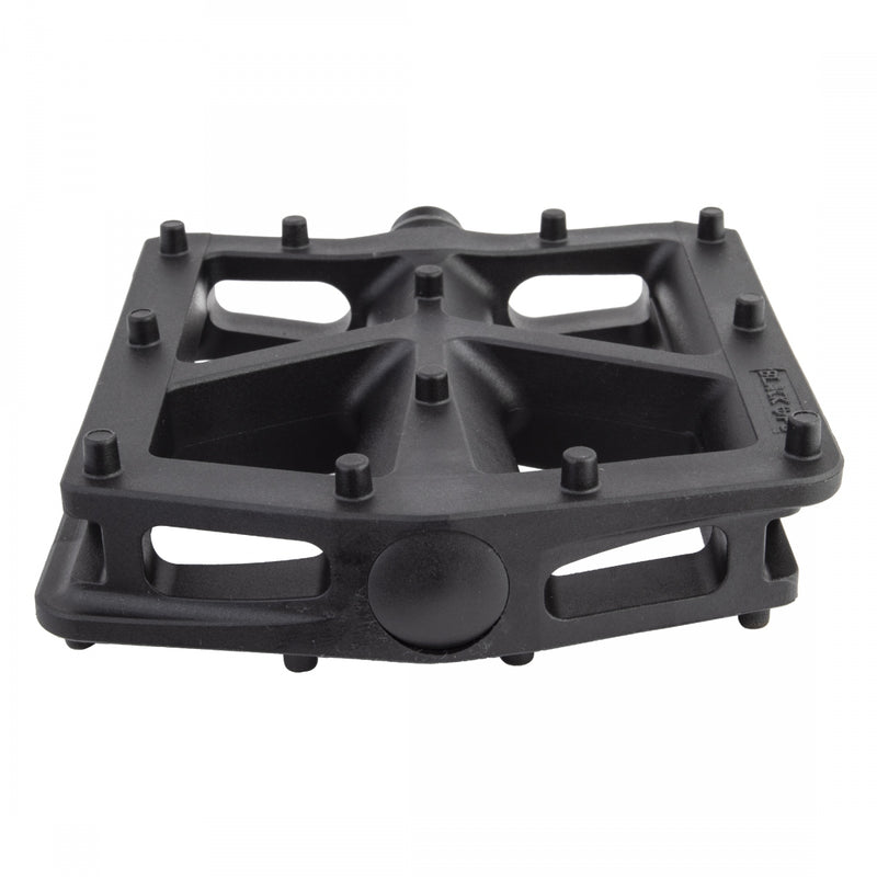 Load image into Gallery viewer, Black Ops T-Bar Pedals 9/16" Chromoly Axle Nylon Fiber Body Molded Pins Black