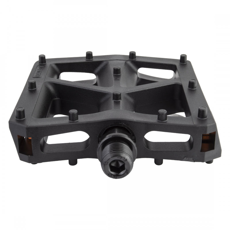 Load image into Gallery viewer, Black Ops T-Bar Pedals 9/16" Chromoly Axle Nylon Fiber Body Molded Pins Black