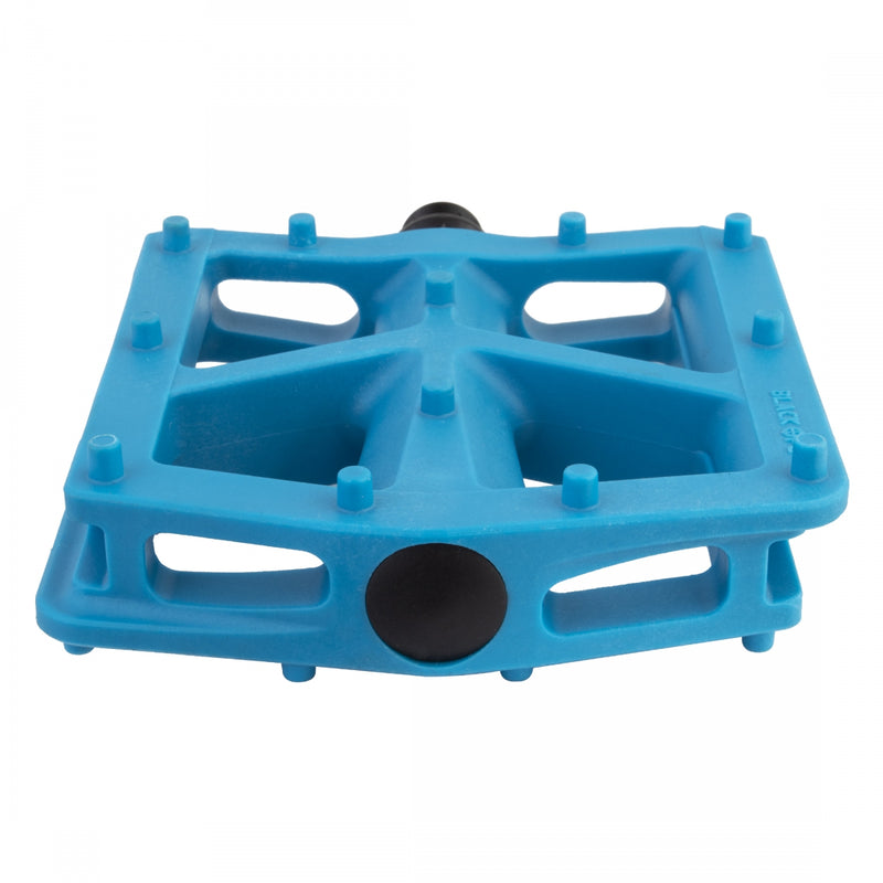 Load image into Gallery viewer, Black Ops T-Bar Pedals 9/16" Chromoly Spindle Nylon Fiber Body Molded Pins Blue
