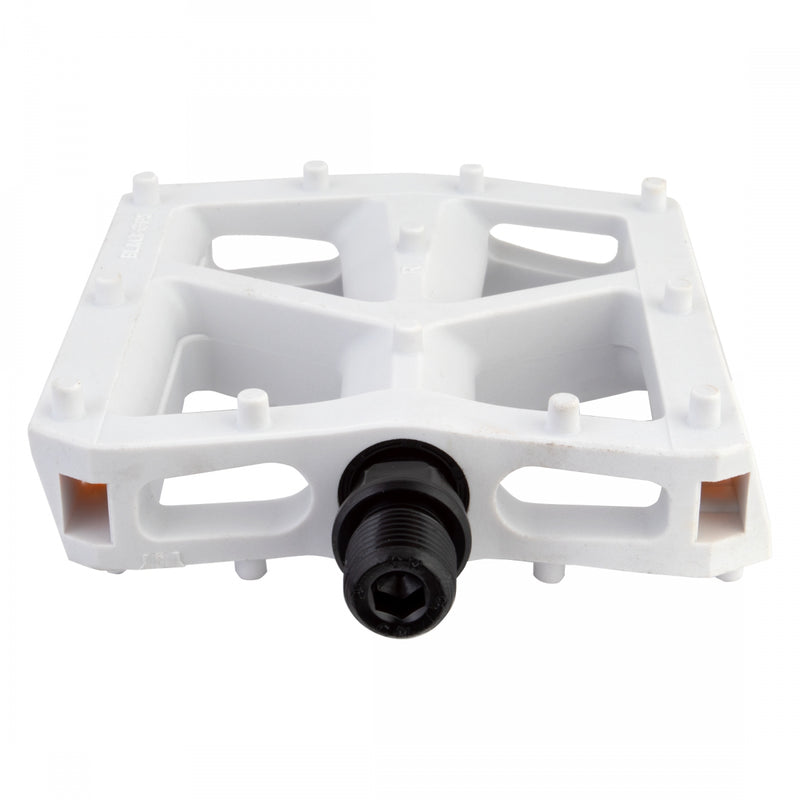 Load image into Gallery viewer, Black Ops T-Bar Pedals 9/16" Chromoly Axle Nylon Fiber Body Molded Pins White