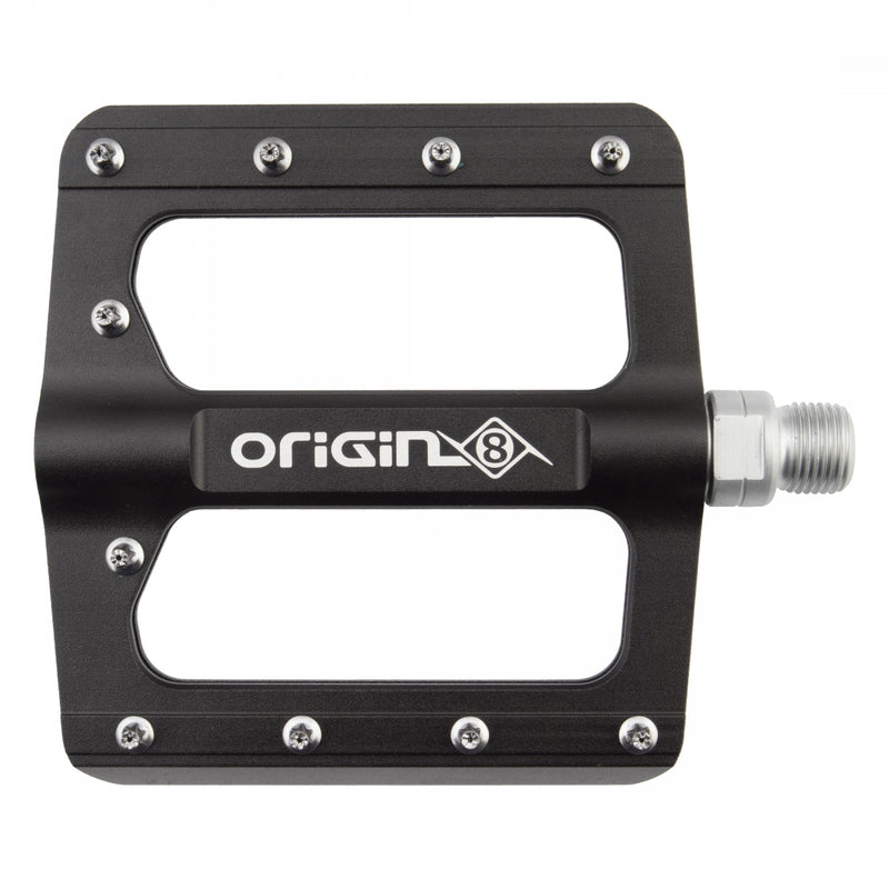 Load image into Gallery viewer, Origin8 RAZR Platform Pedals 9/16" Chromoly Axle Alloy Body Removable Pins Black