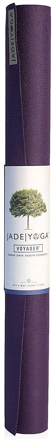 Load image into Gallery viewer, Jade Yoga Voyager Purple Mat: 24" x 68" for Stretching & Massage on the Go