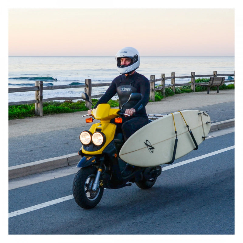 Load image into Gallery viewer, Moved By Bikes Moped & E-Bike Rack Surfboard Carrier Bolt-on Boards up to 12ft Black