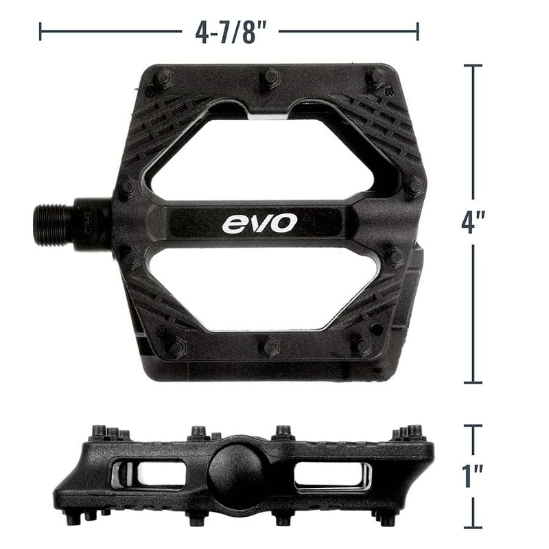 Load image into Gallery viewer, EVO Freefall Sport Platform Pedals, Body: Nylon, Spindle: Cr-Mo, 9/16'', Black, Pair
