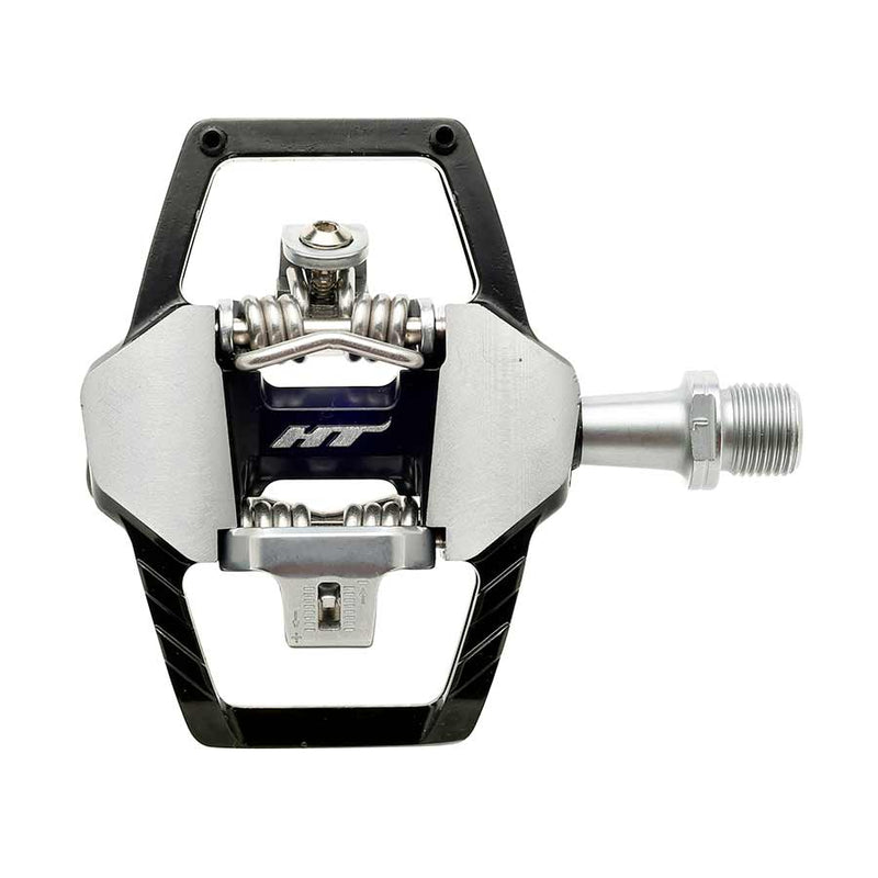 Load image into Gallery viewer, HT Pedals GT1 Clipless Platform Pedals, CrMo, Black/Silver