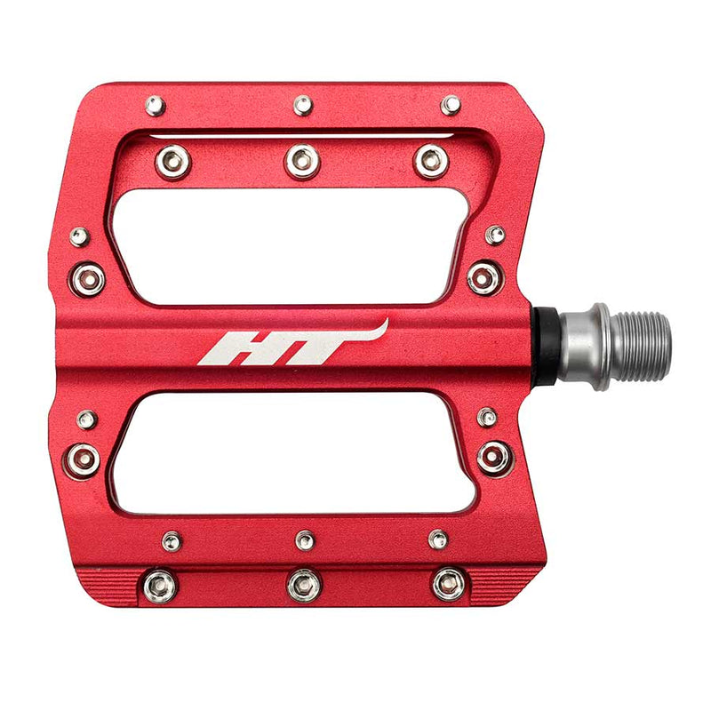 Load image into Gallery viewer, HT Components AN14A Nano Platform Pedals, Body: Aluminum, Spindle: Cr-Mo, 9/16'', Red, Pair