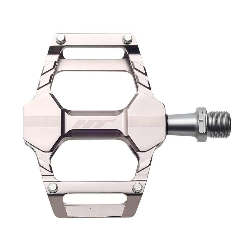 Load image into Gallery viewer, HT Components AR06 Cheetah Platform Pedals, Body: Aluminum, Spindle: Cr-Mo, 9/16'', Grey, Pair