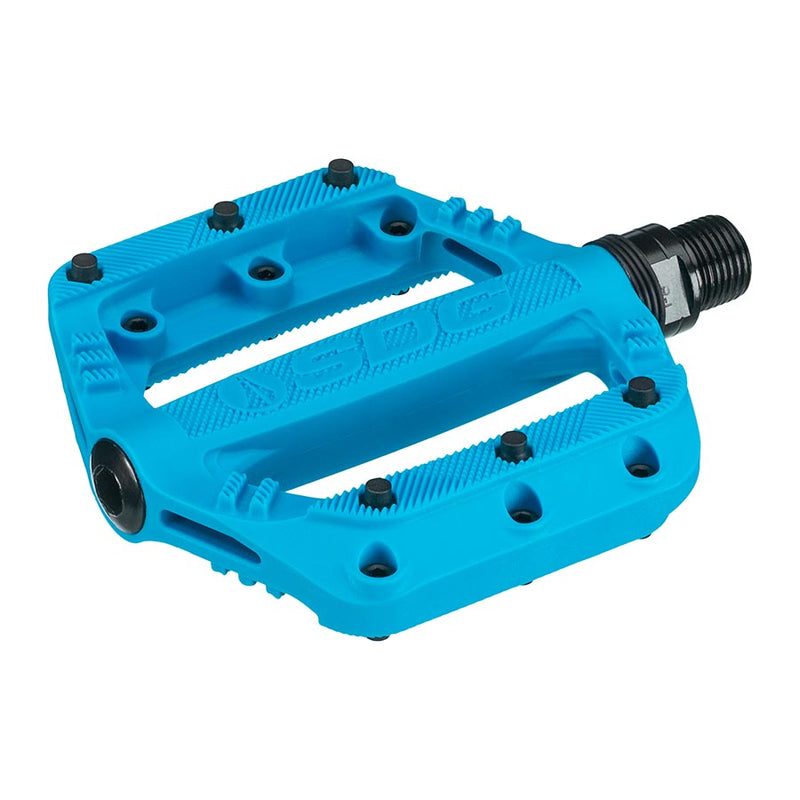 Load image into Gallery viewer, SDG Slater 90 Kids Platform Pedals 9/16" Composite Body Removable Pins Cyan Blue