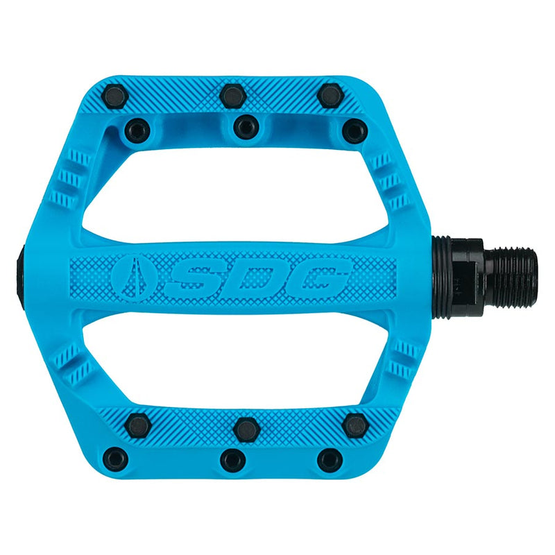 Load image into Gallery viewer, SDG Slater 90 Kids Platform Pedals 9/16" Composite Body Removable Pins Cyan Blue