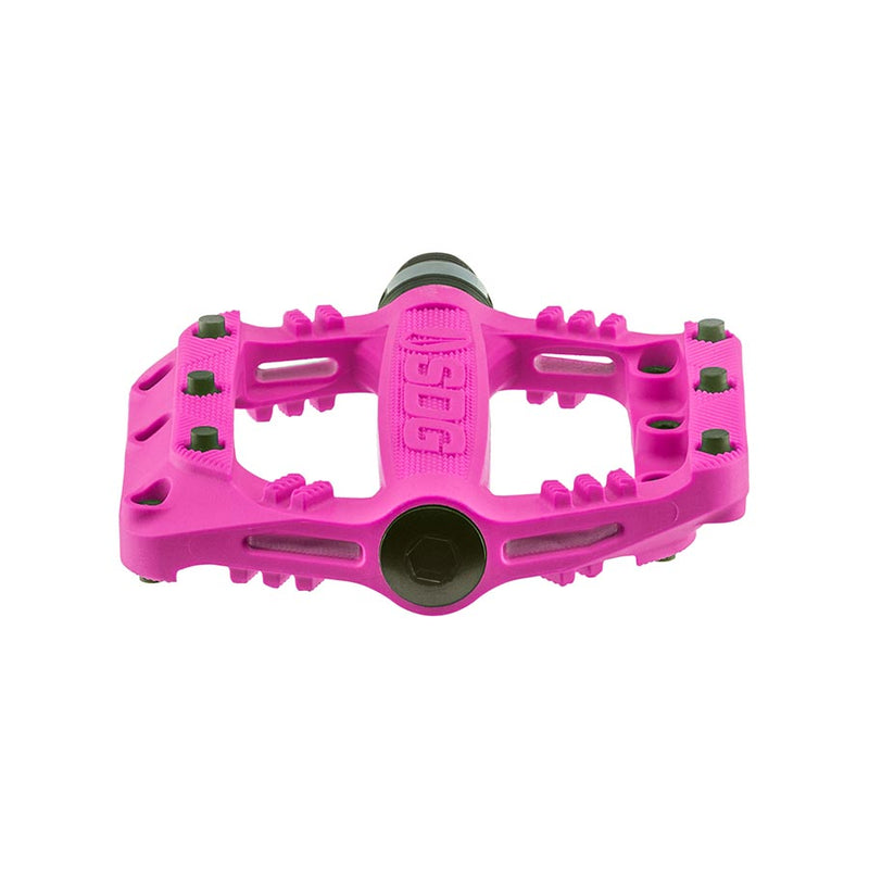 Load image into Gallery viewer, SDG Slater 90 Kids Platform Pedals 9/16" Composite Body Removable Pins Neon Pink