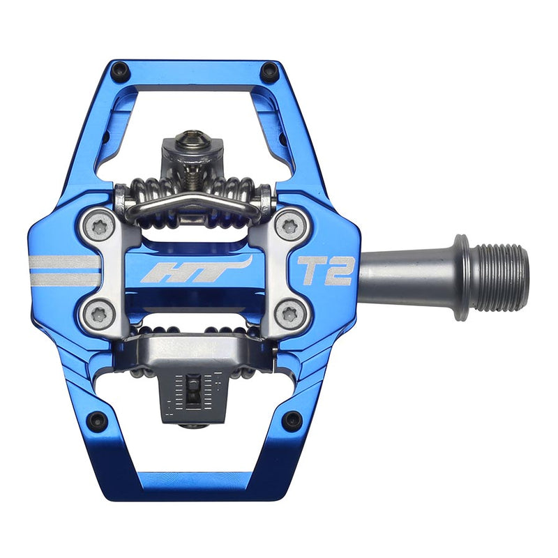 Load image into Gallery viewer, HT Pedals T2 Clipless Platform Pedals, CrMo, Royal Blue