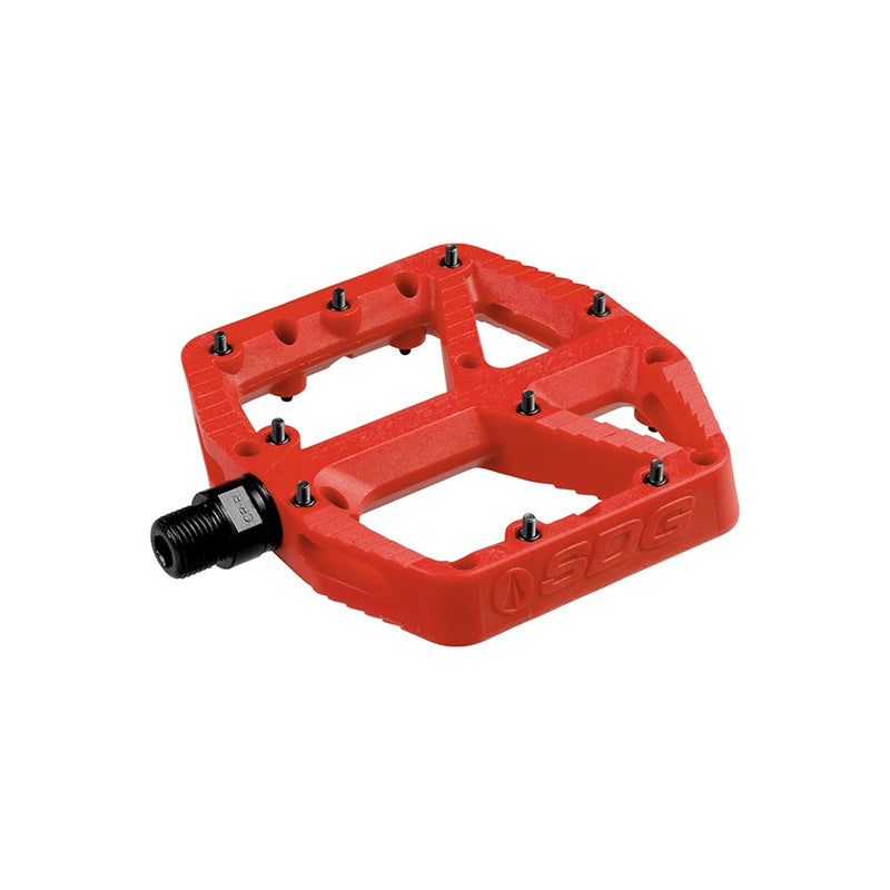 Load image into Gallery viewer, SDG Comp Platform Pedals 9/16" Chromoly Axle Composite Body Removable Pins Red