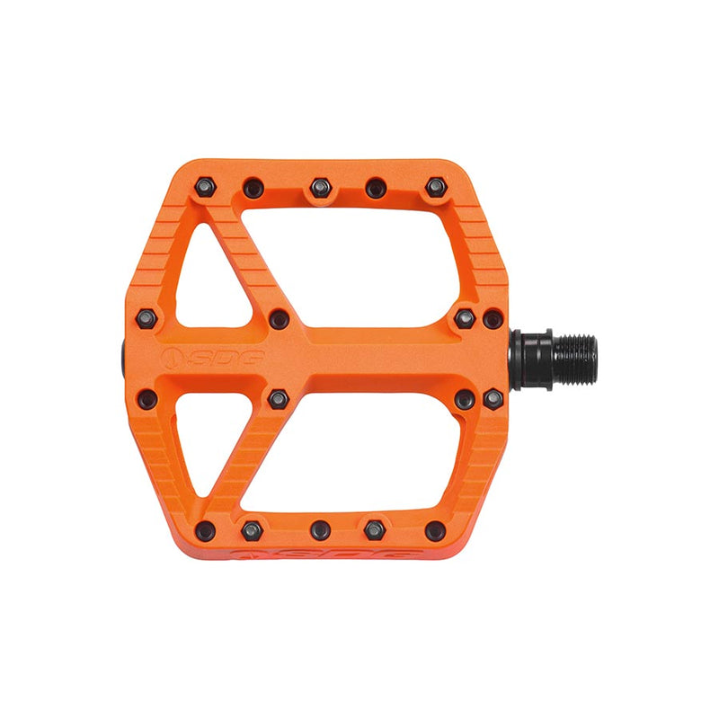 Load image into Gallery viewer, SDG Comp Platform Pedals 9/16" Axle Composite Body 18 Replaceable Pins Orange