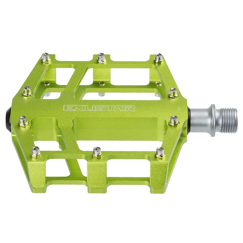 Load image into Gallery viewer, Exustar E-PB525 Platform Pedals, Body: Aluminum, Spindle: Cr-Mo, 9/16'', Green