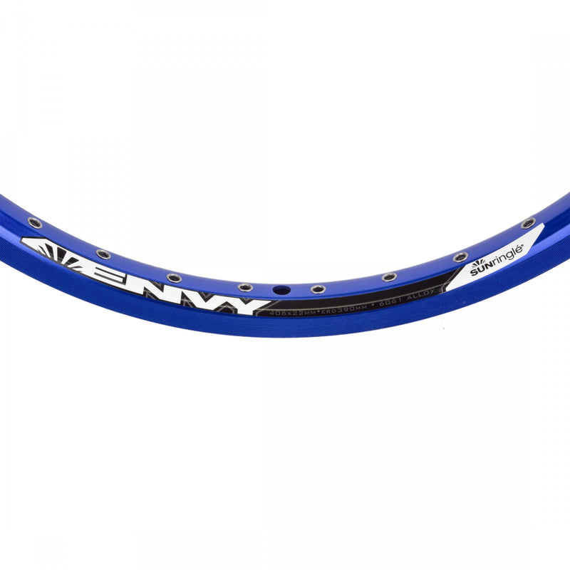 Load image into Gallery viewer, Envy RR Sun Ringle 20in Envy RR Blue 36 Eyeletted Spoke Holes and Welded Seam