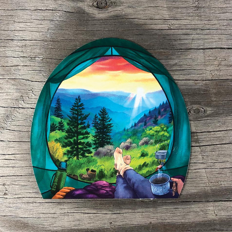 Load image into Gallery viewer, Mountain Lifestyle Sticker Art Set - Decorate with Stunning Tent View Stickers!