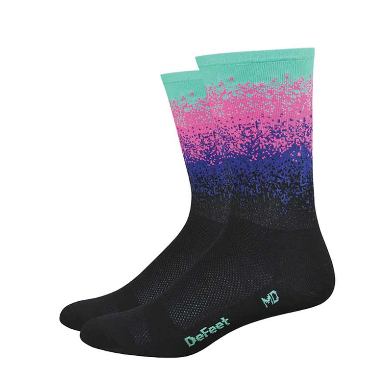 Load image into Gallery viewer, DeFeet Aireator 6" Socks Black/Celeste, M