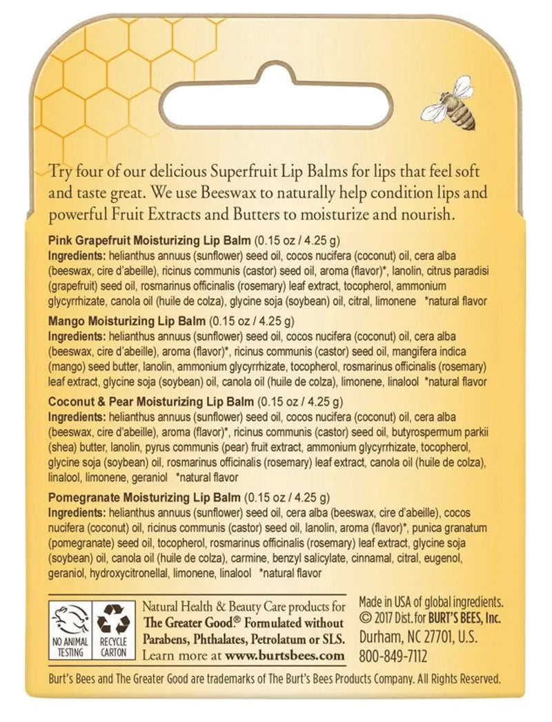 Load image into Gallery viewer, Burt's Bees Lip Balm Super Fruit Blast 4-Pack - Nourishing Lip Care Set