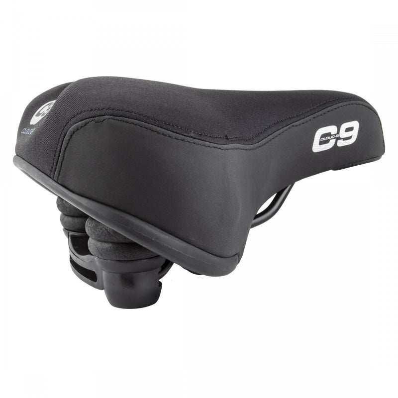 Load image into Gallery viewer, Cloud-9 Ladies Bicycle Comfort Saddle - Black Lycra Cover Steel Rails