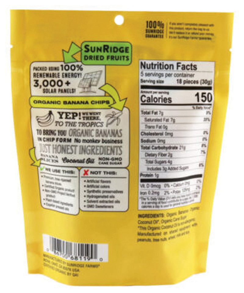 Load image into Gallery viewer, Sunridge Farms Organic Dried Banana Chips - Naturally Sweet and Crunchy Snack