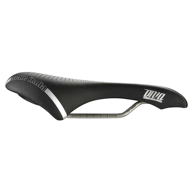 Load image into Gallery viewer, Selle Italia Diva Gel Superflow Saddle - Black 135mm Width Titanium Rails