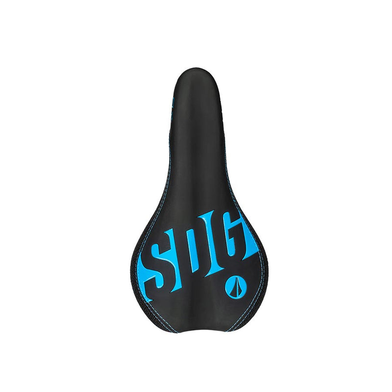Load image into Gallery viewer, SDG Fly Jr Saddle - Cyan/Black 122mm Width 2pc Top w/ Durable Cordura Sides