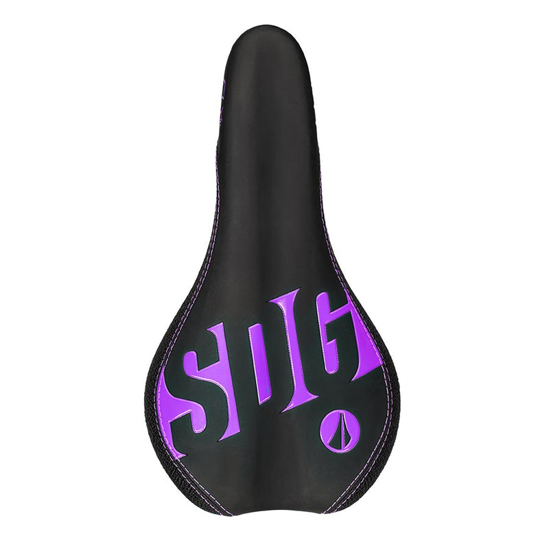 Load image into Gallery viewer, SDG Fly Jr Saddle - Neon Purple/Black 122mm Width 2pc Top w/ Cordura Sides