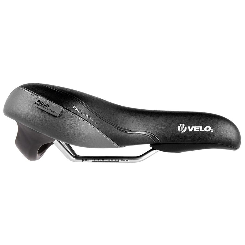 Load image into Gallery viewer, Velo Tour E-Grip Saddle 272 x 212mm, 498g, Black