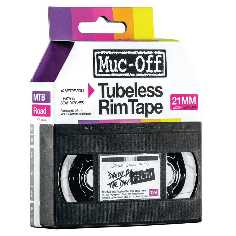 Load image into Gallery viewer, Muc-Off Tubeless Rim Tape 10m Length Roll 21mm Width Adhesive Semi Transparent