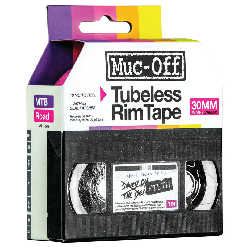 Load image into Gallery viewer, Muc-Off Tubeless Rim Tape 10m Length Roll 30mm Width Adhesive Semi Transparent