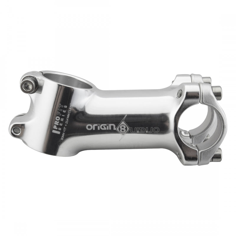 Load image into Gallery viewer, Origin8 Pro Fit Alloy Ergo Stem Road/MTB 25.4 mm 80 mm +/- 17° Silver
