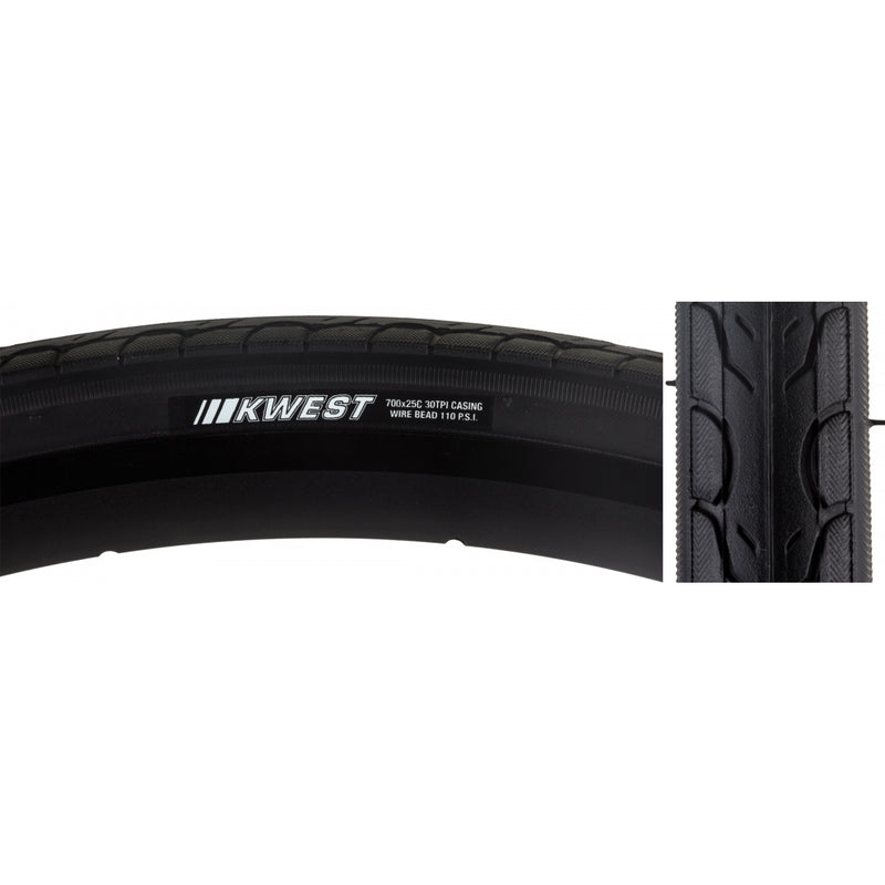 Load image into Gallery viewer, Pack of 2 Kenda Kwest 700x25 Clincher Wire TPI 110 Blk/Bsk Reflective Road Tire
