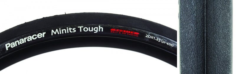 Load image into Gallery viewer, Pack of 2 Panaracer Minits Tough 20x1.25 Wire TPI 100 Black/Black Reflective