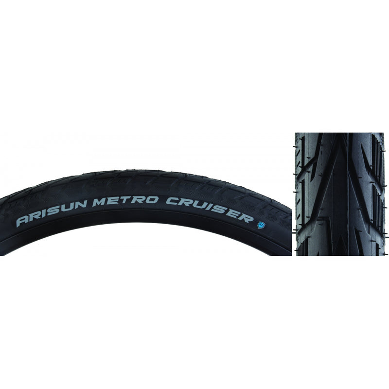 Load image into Gallery viewer, Arisun Metro Cruiser 26x1.6 Wire TPI Bike Tires - Durable Rubber & Kevlar Protection for Wet & Cornering Performance