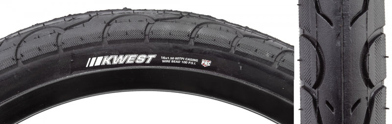 Load image into Gallery viewer, Pack of 2 Kenda Kwest 16 x 1.5 Clincher Wire TPI 100 Black/Bsk Reflective BMX