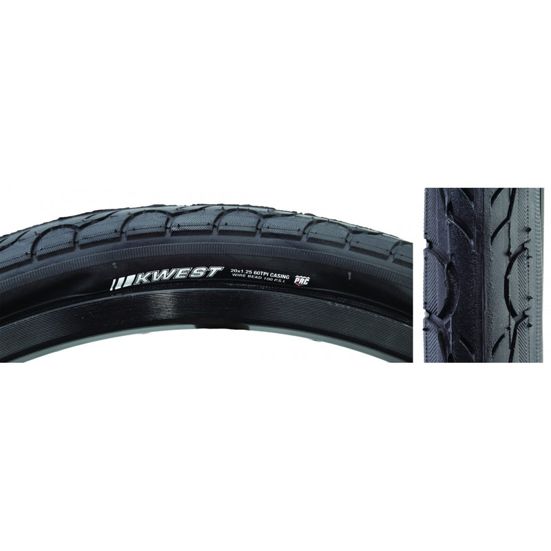 Load image into Gallery viewer, Pack of 2 Kenda Kwest 20x1.25 Clincher Wire TPI 100 Black/Bsk Reflective BMX
