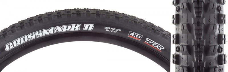Load image into Gallery viewer, Pack of 2 Maxxis CrossMark II EXO/TR 26x2.25 Tubeless TPI 60 Black/Black Ref