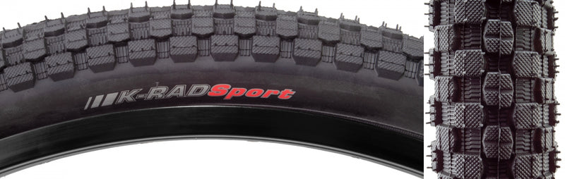 Load image into Gallery viewer, Pack of 2 Kenda KRad Sport 24x1.75 Clincher Wire TPI 65 Black/Black Reflective