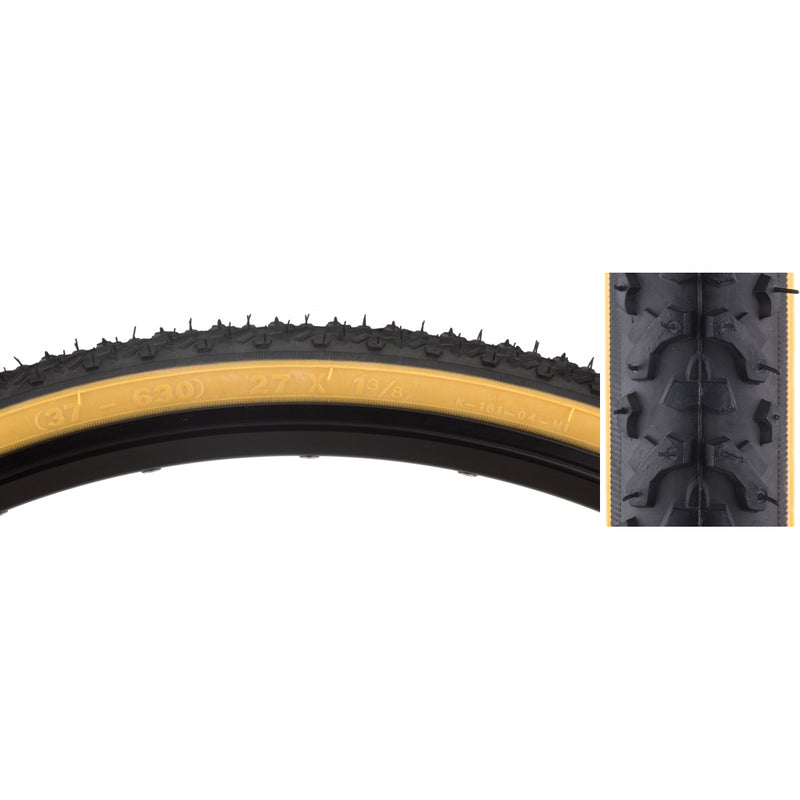 Load image into Gallery viewer, Sunlite Hybrid VTrack Tires 27 x 13/8 Wire TPI 70 Bk/Gum Pack of 2