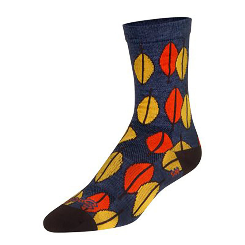 Load image into Gallery viewer, Sockguy Leaves Wool Socks, 5-9, Blue/Red/Yellow