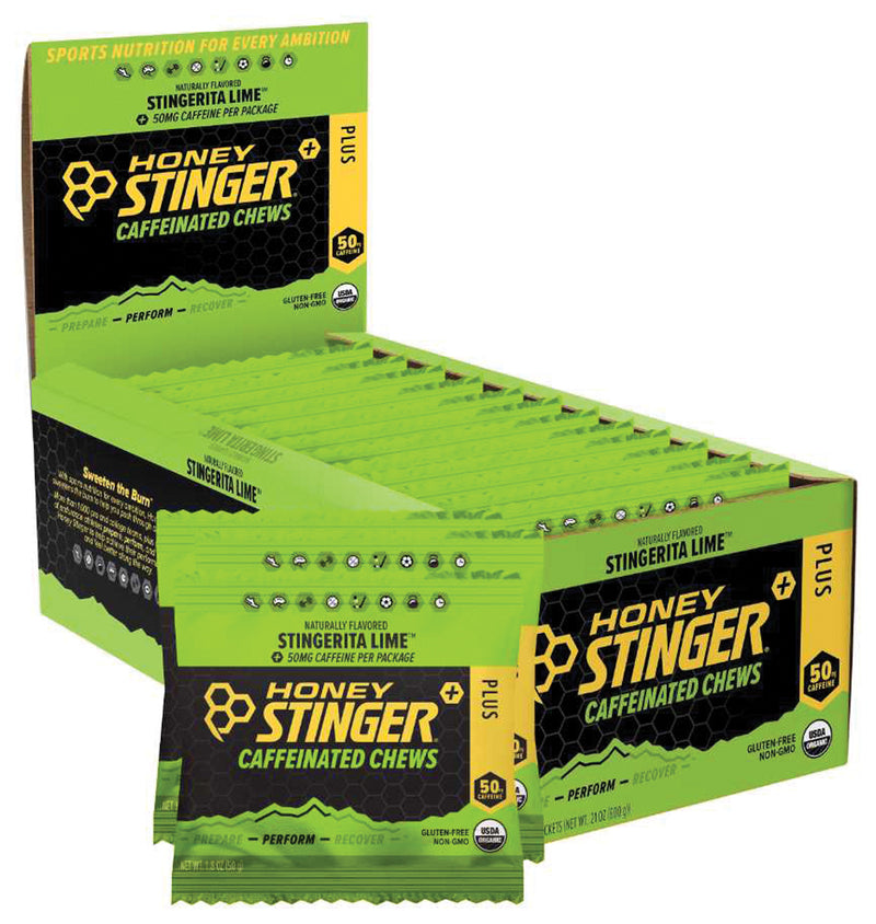 Load image into Gallery viewer, Honey Stinger Caffeinated Energy Chews - Stingerita Lime, Box of 12 Packets Pack of 12