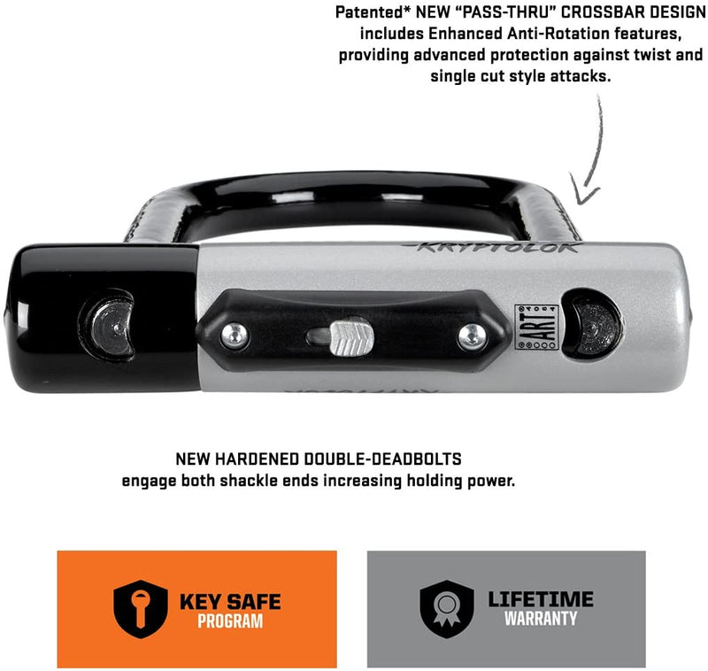 Load image into Gallery viewer, Kryptonite KryptoLok U-Lock 4 x 9" Black w/ Bracket Anti-Rattle Bumpers