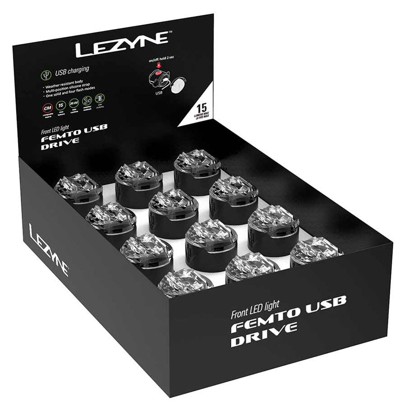 Load image into Gallery viewer, Lezyne Femto USB Drive Lights Display Box, Front
