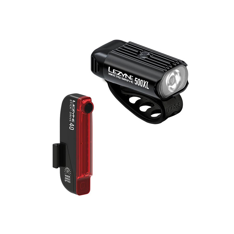 Load image into Gallery viewer, Lezyne Hecto Drive 500XL / Stick+ Drive, Light, Front and Rear, Black, Set