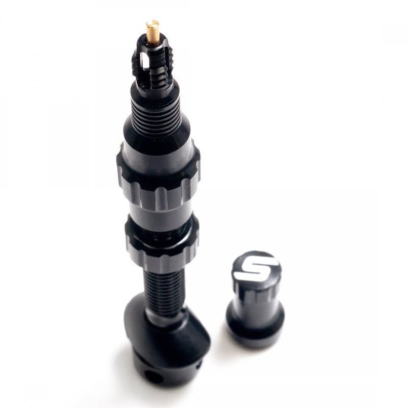 Load image into Gallery viewer, Stan's Tubeless Universal+ Valve Stems - Alloy, Medium, 25mm, Black, Pair