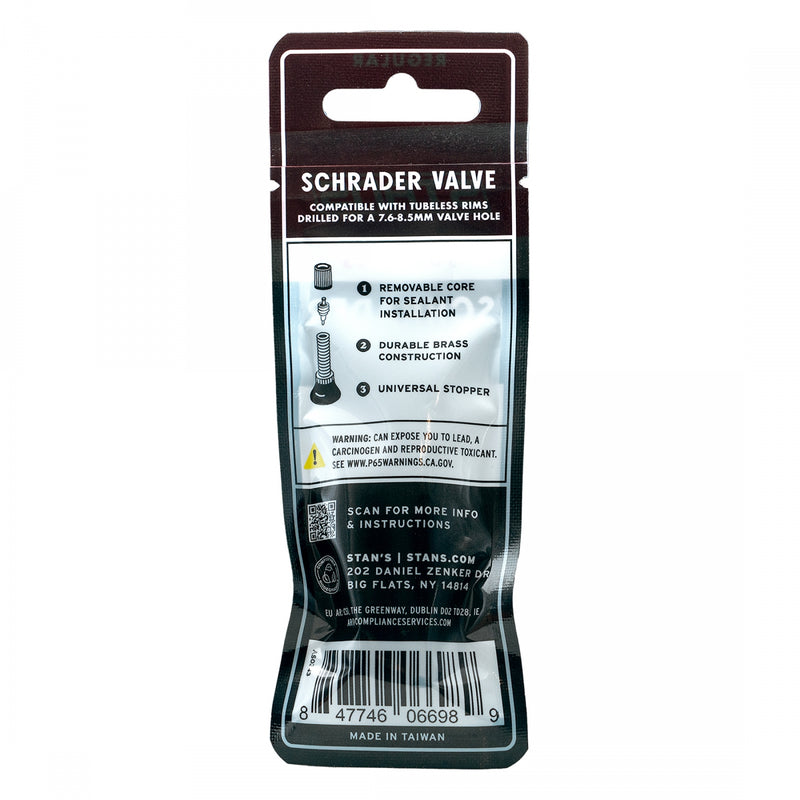 Load image into Gallery viewer, Stan's Tubeless Universal Valve Stems - Brass, Regular, Schrader, Pair