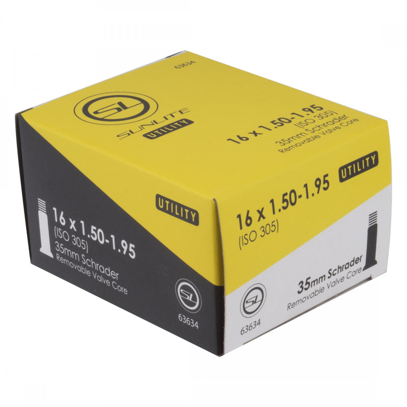 Load image into Gallery viewer, Pack of 2 Sunlite Utili-T Standard Schrader Valve Tubes 16x1.50-1.95 SV 35mm 0d