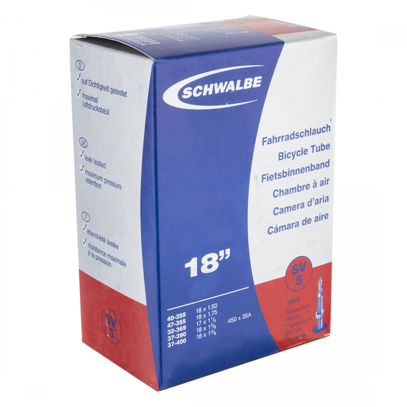 Load image into Gallery viewer, Schwalbe Tubes - 18 x 1.25-1.85, Presta Valve 40mm 0d, Pack of 2